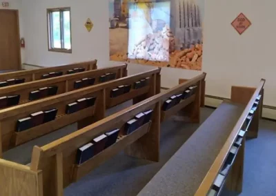 Church pews at Lakeland Baptist in Iron River, MI.