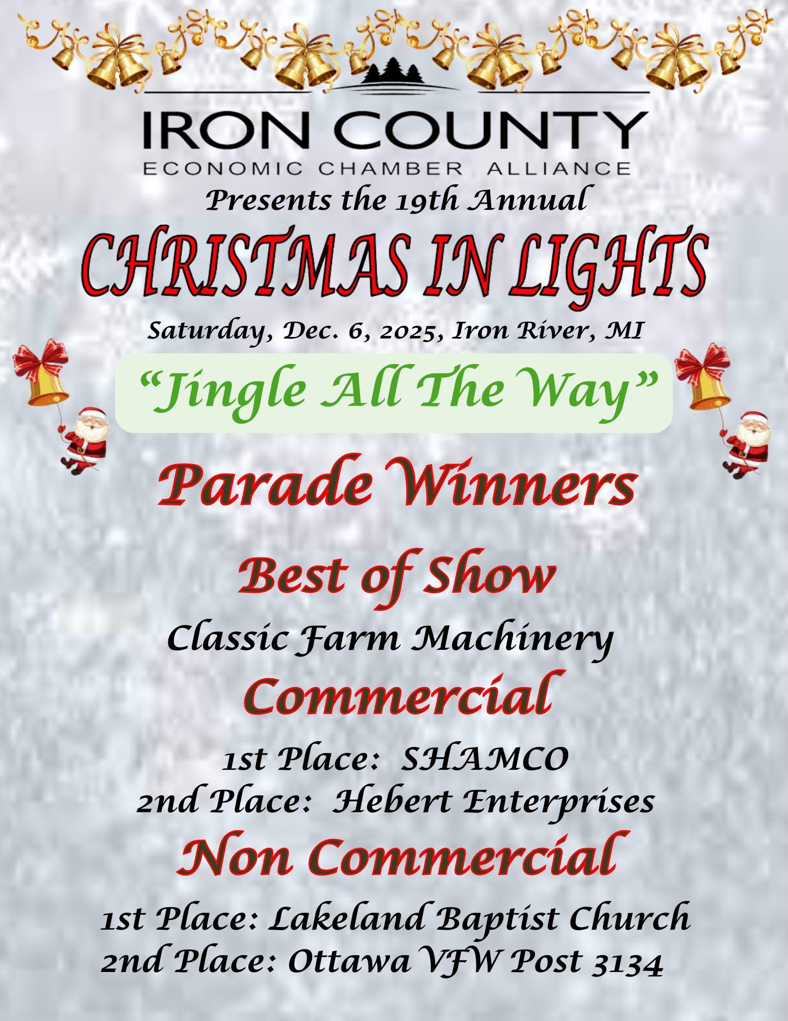 Thank you Iron County Chamber Alliance for choosing us to be first place in non commercial! 